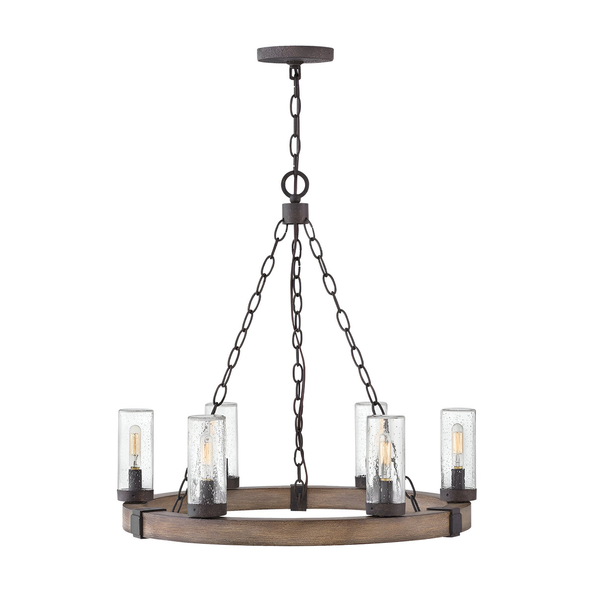 Sawyer 6 Light Outdoor Chandelier - Dark Brown