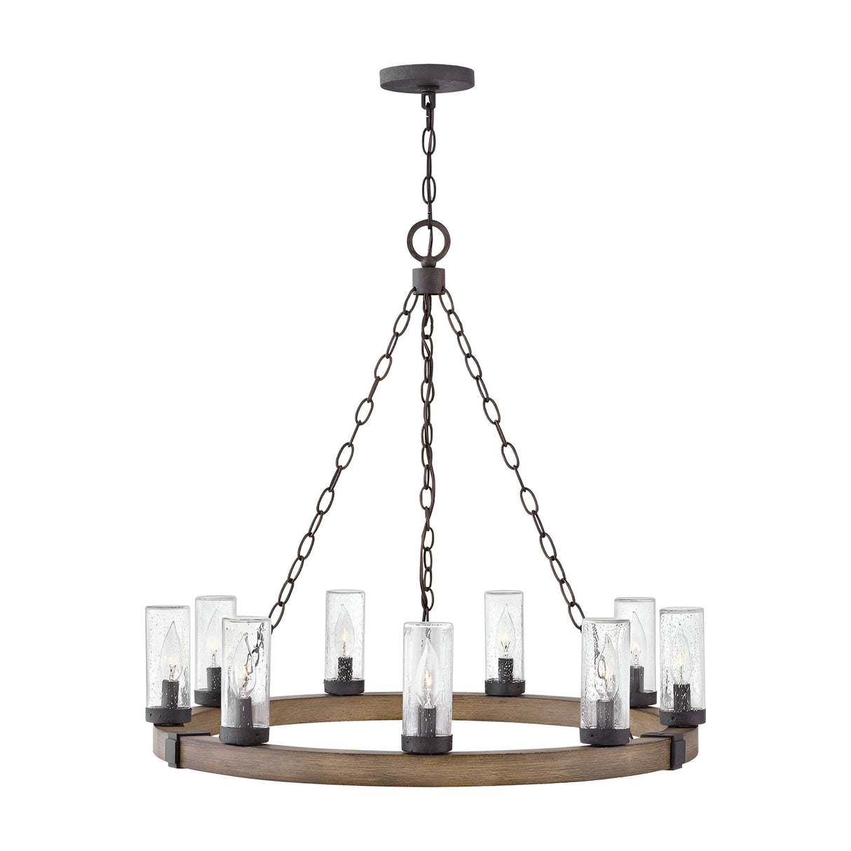 Sawyer 9 Light Outdoor Chandelier - Dark Brown