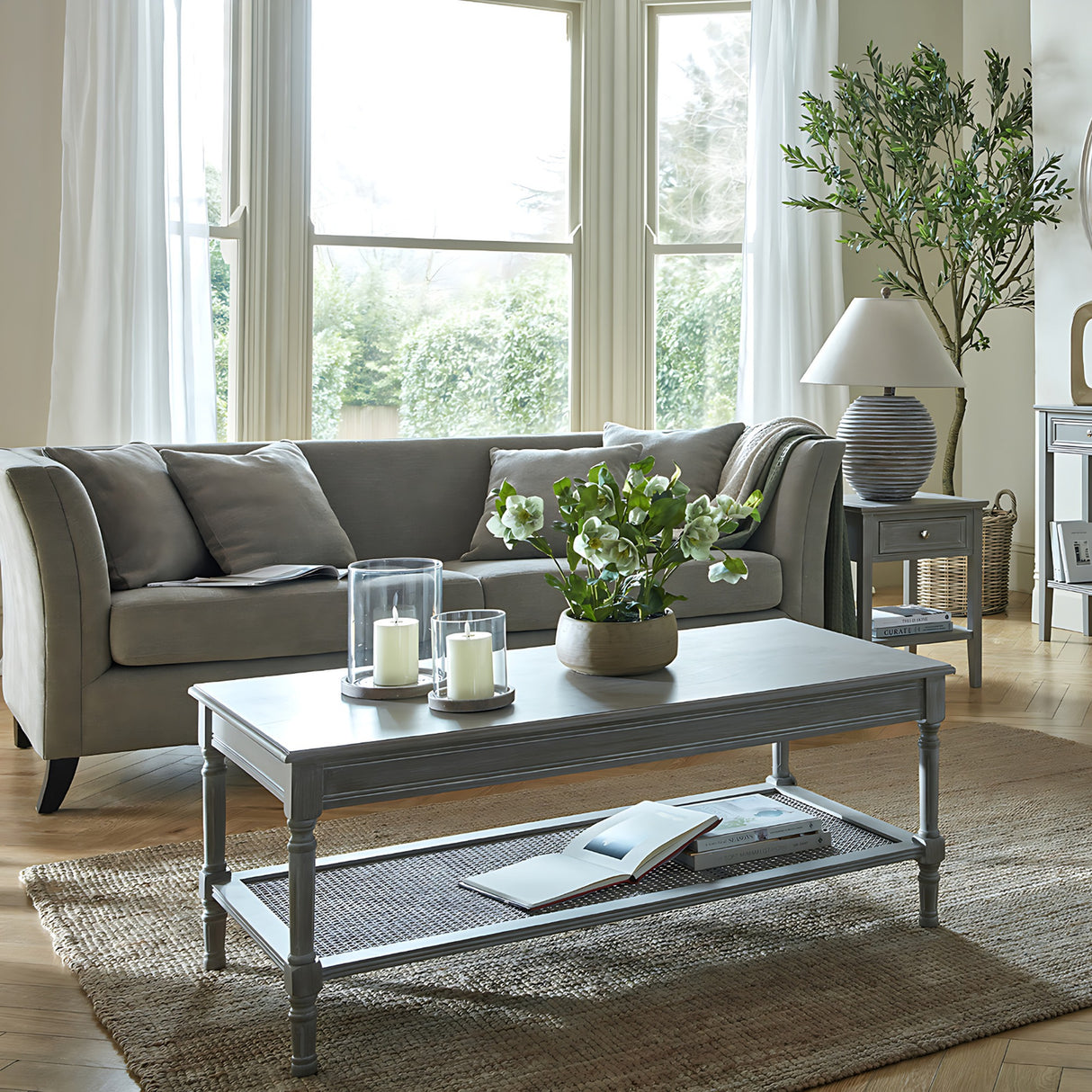 Wooden One-Drawer Side Table – Grey