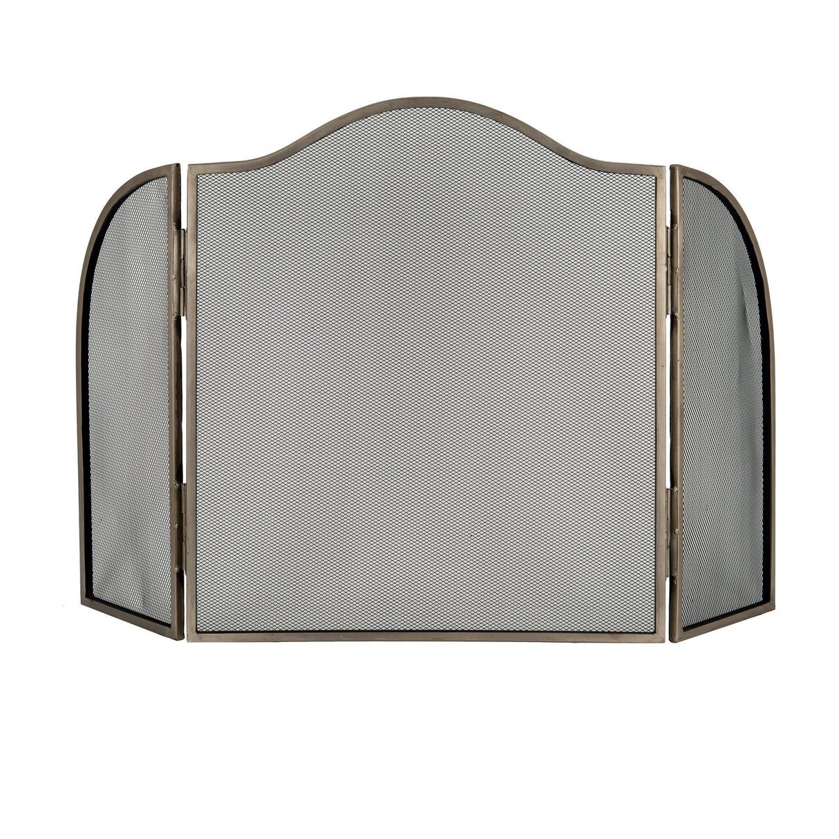 Arched Three-Panel Fire Screen – Silver