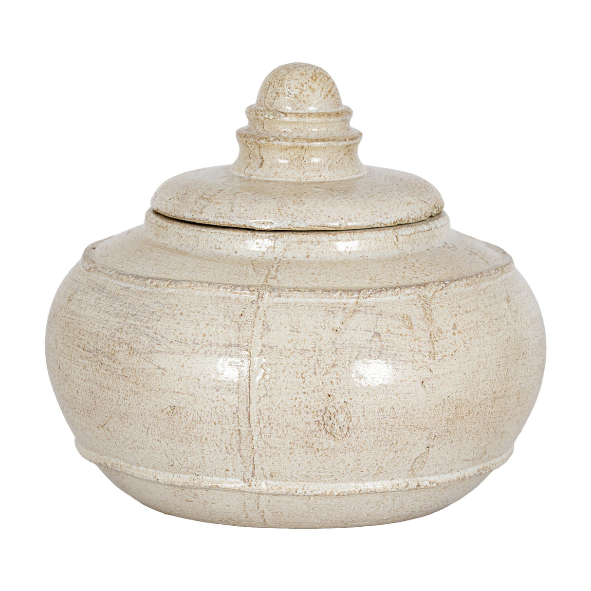 Medium Ceramic Pot With Lid – White