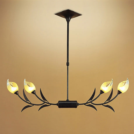 Holland Telescopic 4 Light Linear Suspension Light - Brown & Black Oxide