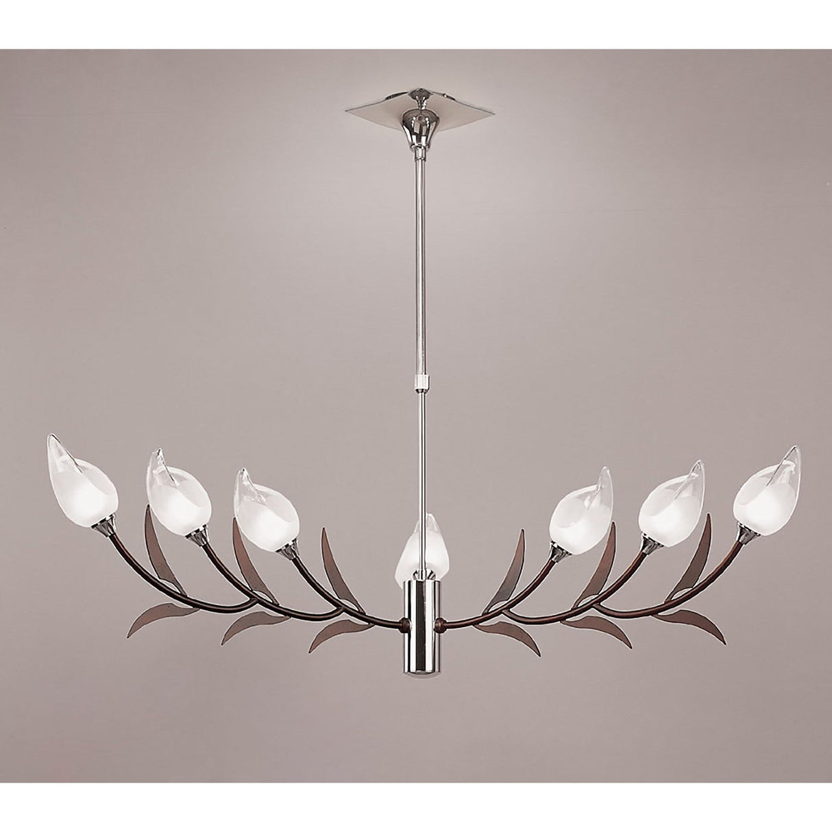 Holland Telescopic 9 Light Linear Suspension Light - Polished Chrome & Wenge