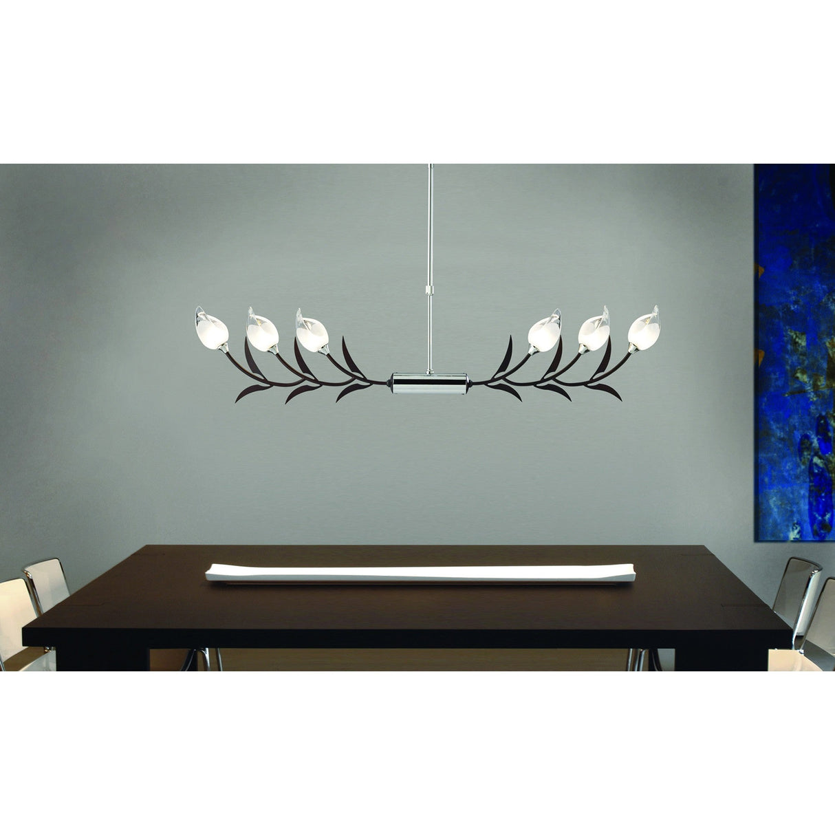 Holland Telescopic 6 Light Linear Suspension Light - Chrome & Wenge