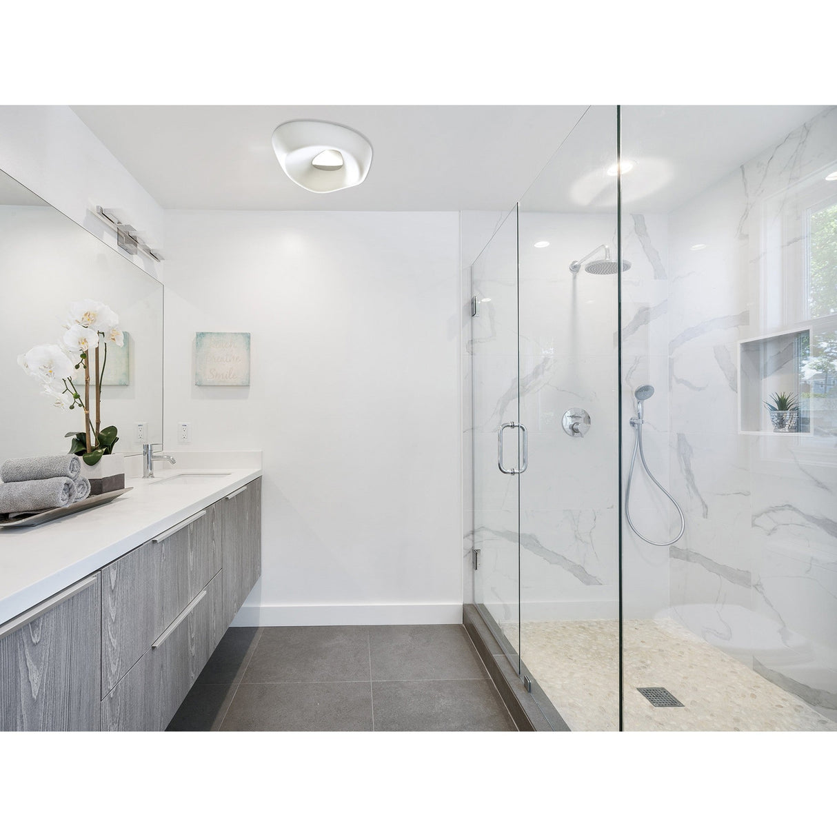 Huevo 5 Light Outdoor Semi-Flush Ceiling Light - Chrome/Opal White