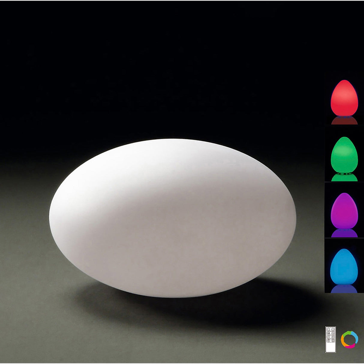 Huevo Oval Dimmable RGB LED Outdoor Table Lamp - Opal White