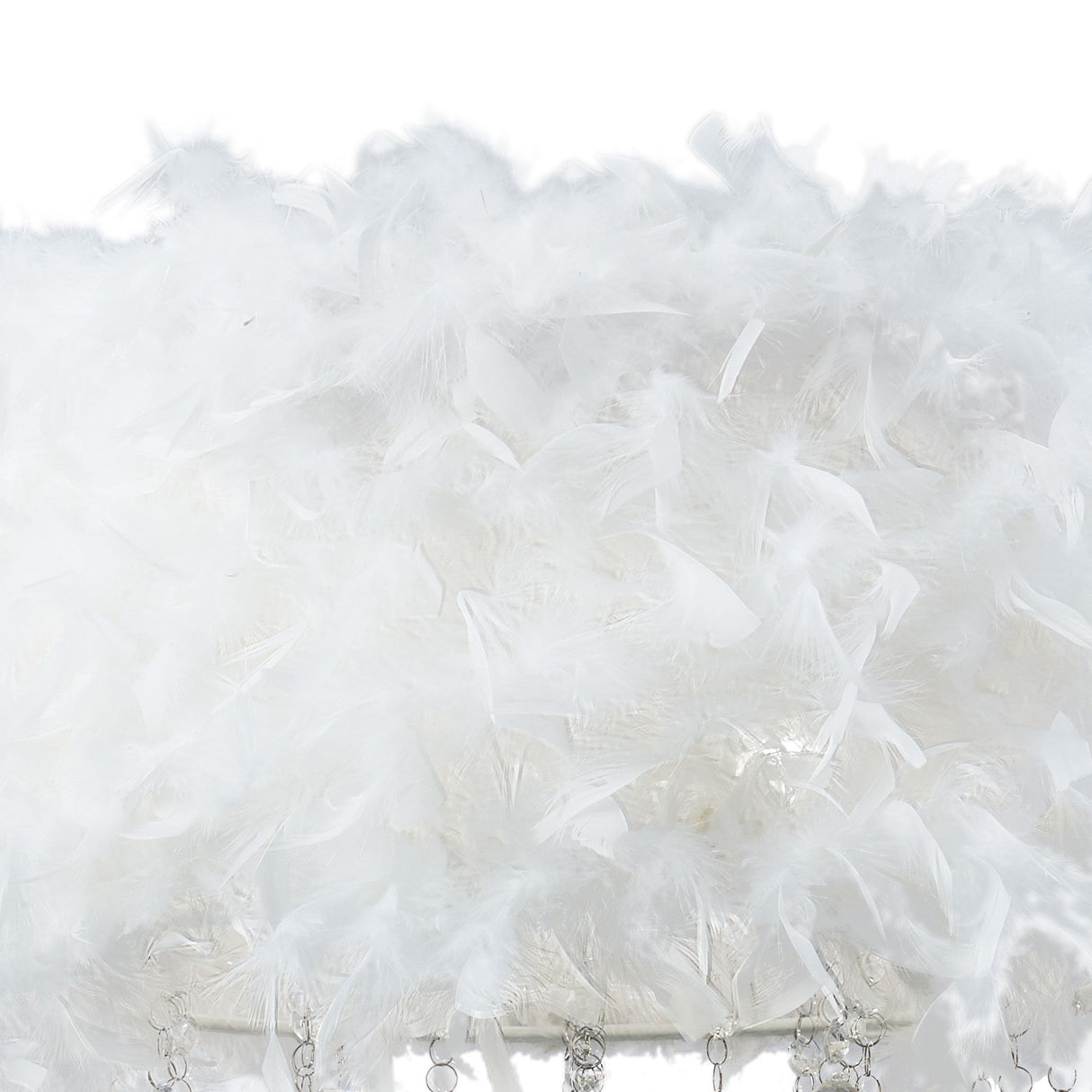 Ibis 3 Light Crystal Flush Ceiling Light - Polished Chrome With White Feather Shade