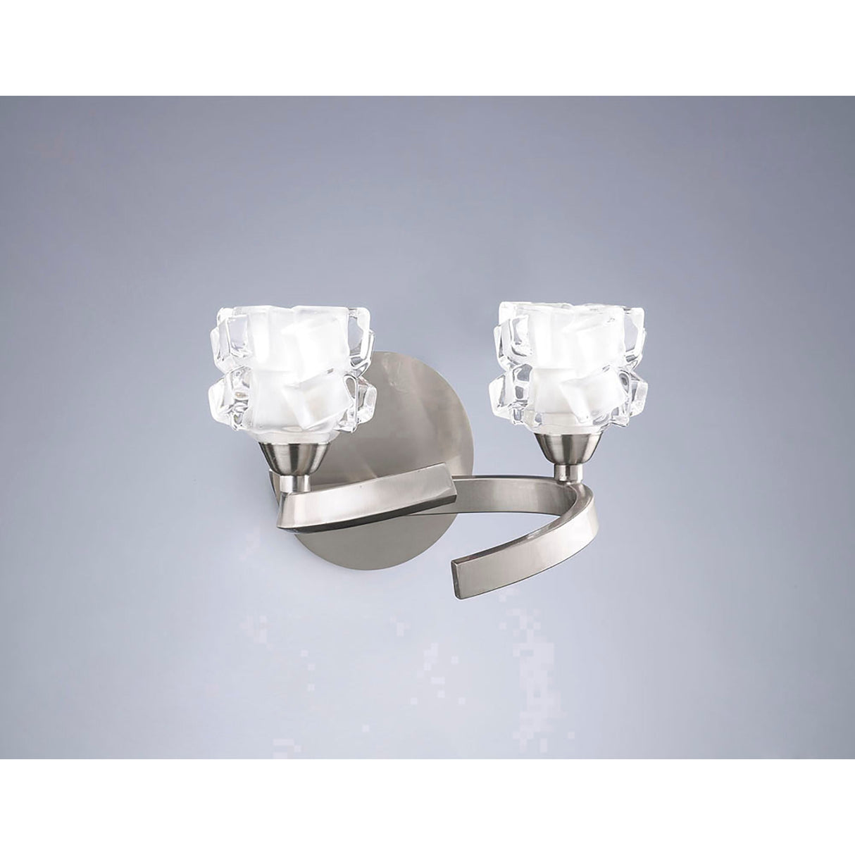 Ice 2 Light Wall Light With Switch - Satin Nickel