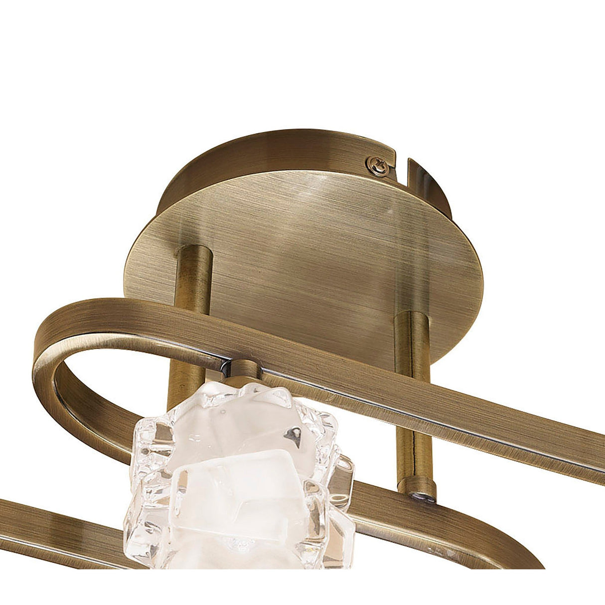 Ice Square 4 Light Semi-Flush Ceiling Light - Antique Brass