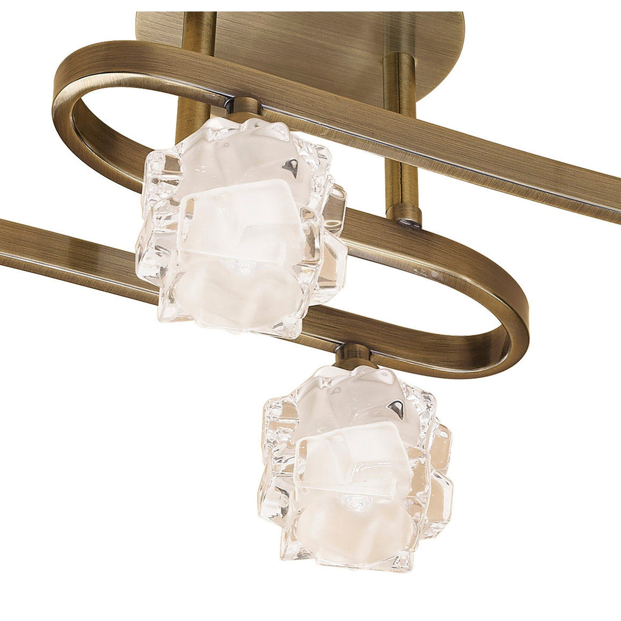 Ice Square 4 Light Semi-Flush Ceiling Light - Antique Brass