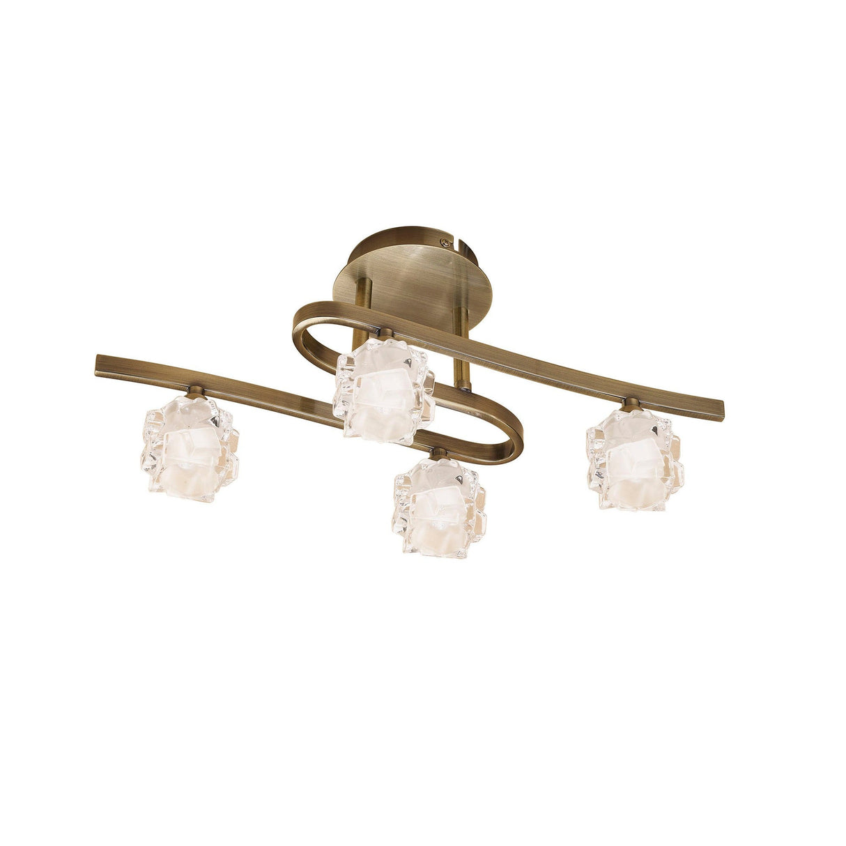 Ice Square 4 Light Semi-Flush Ceiling Light - Antique Brass