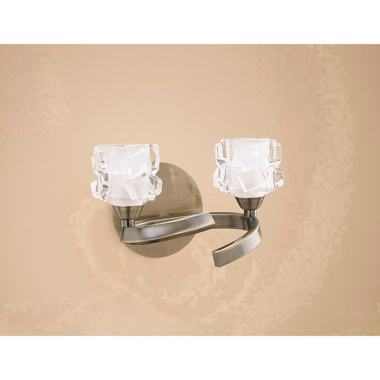 Ice 2 Light Wall Light - Antique Brass