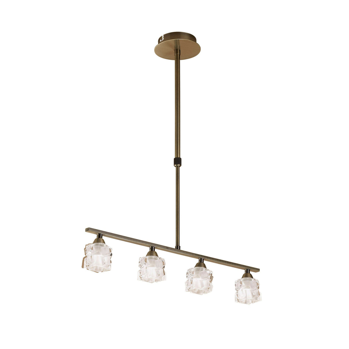Ice Linear 4 Light Linear Suspension Light - Antique Brass