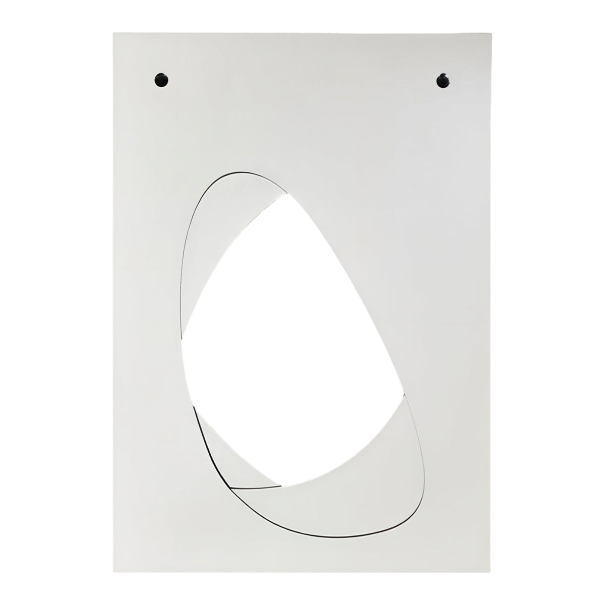 Infinito Precision Cut Void Wall Mirror, 100cm, white rectangular panel with an organic cut-out edged by a thin black line revealing mirrored surfaces beneath, shown on a plain background.