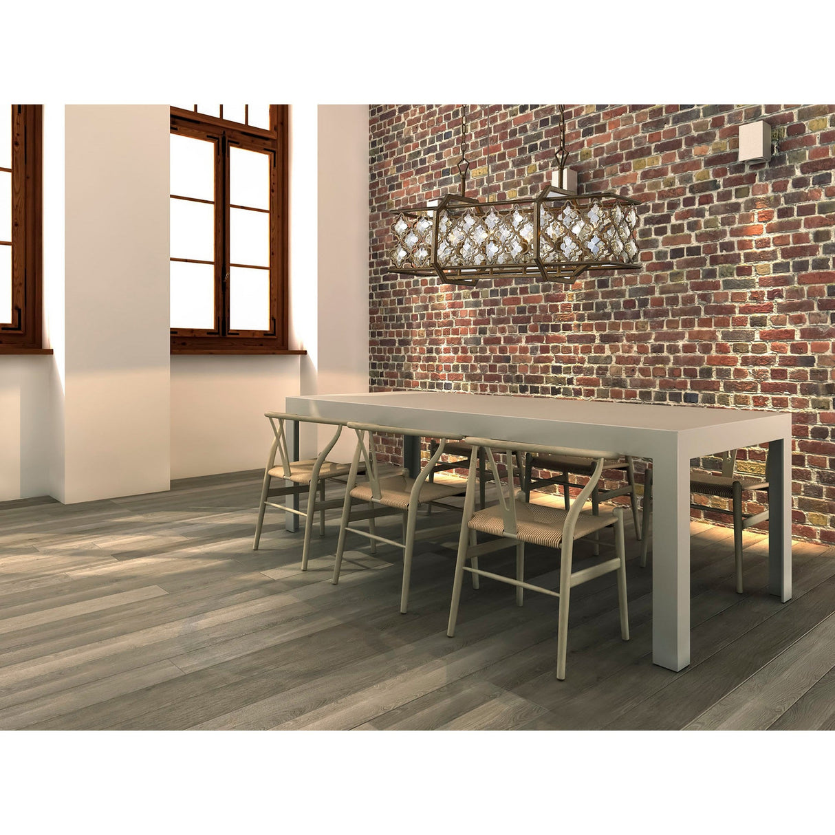 Indie Rectangular 6 Light Crystal Linear Suspension Light - Mocha