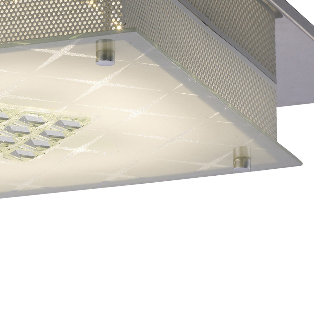 Ines Square LED Crystal Flush Ceiling Light 3600K 15W - Polished Chrome
