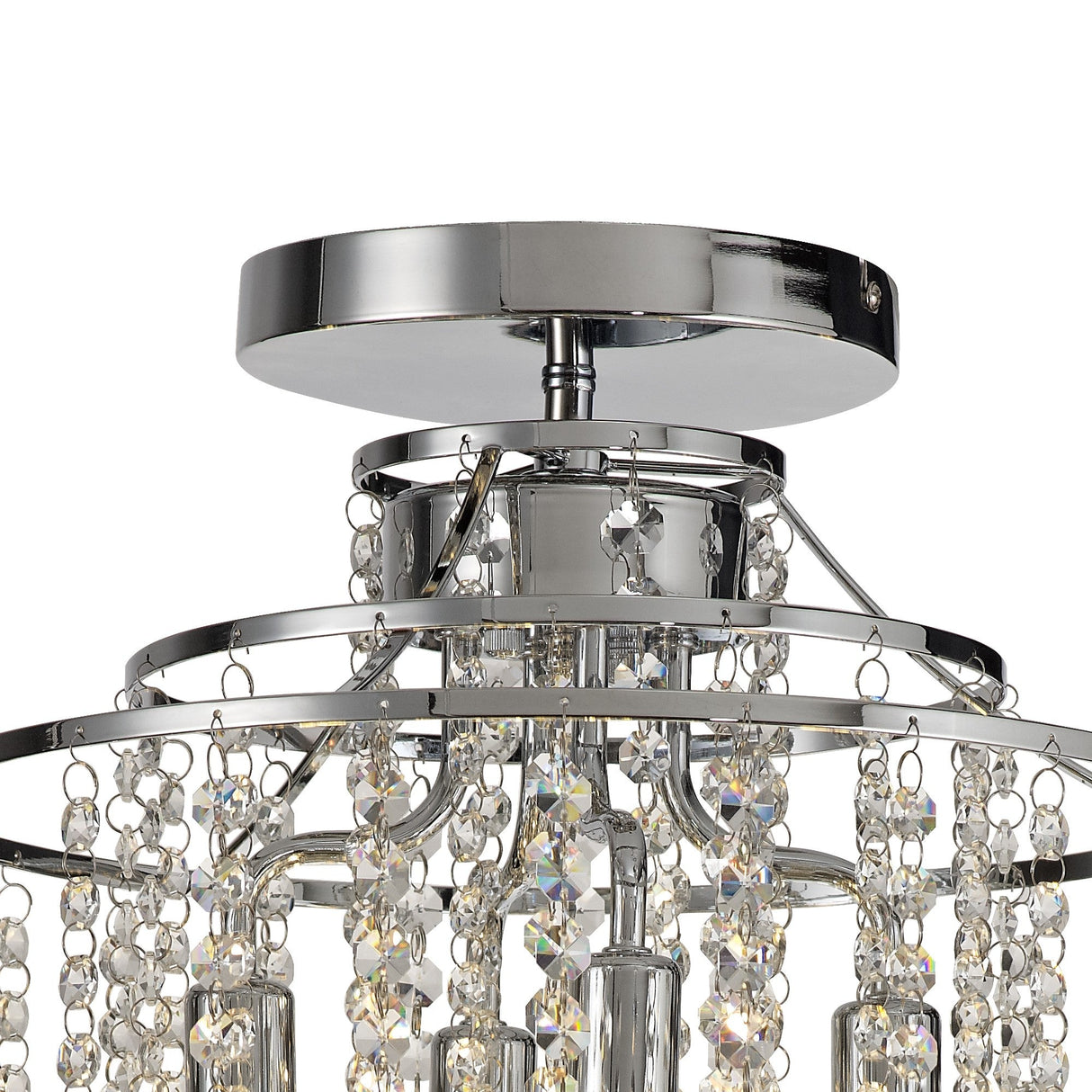 Inina 4 Light Crystal Semi-Flush Ceiling Light - Polished Chrome