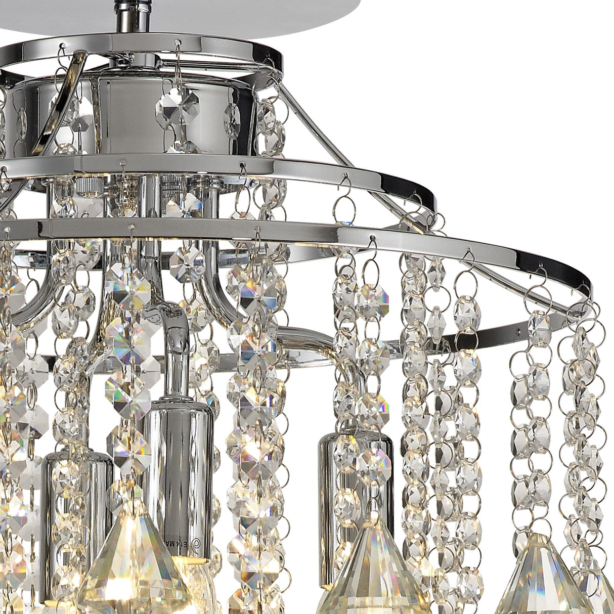 Inina 4 Light Crystal Semi-Flush Ceiling Light - Polished Chrome