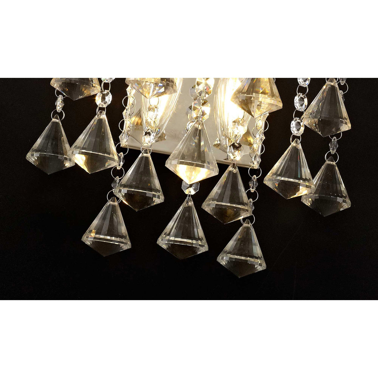 Inina 2 Light Crystal Wall Light With Switch - Chrome