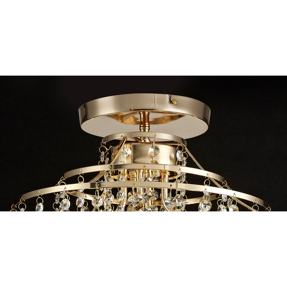 Inina 4 Light Crystal Semi-Flush Ceiling Light - French Gold