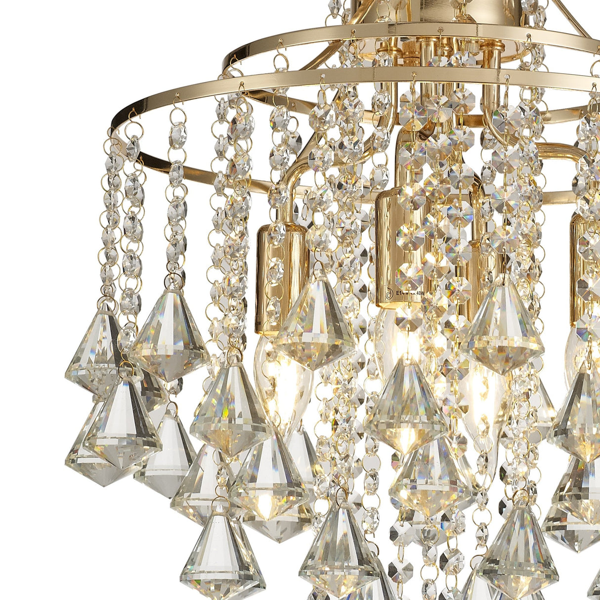 Inina 4 Light Crystal Semi-Flush Ceiling Light - French Gold