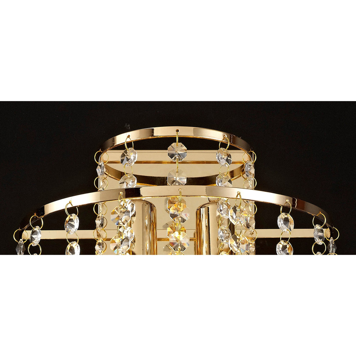 Inina 2 Light Crystal Wall Light With Switch - Gold