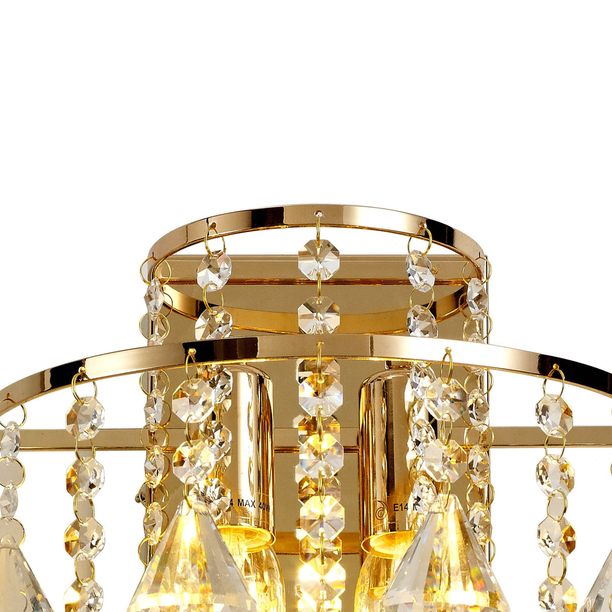 Inina 2 Light Crystal Wall Light With Switch - Gold