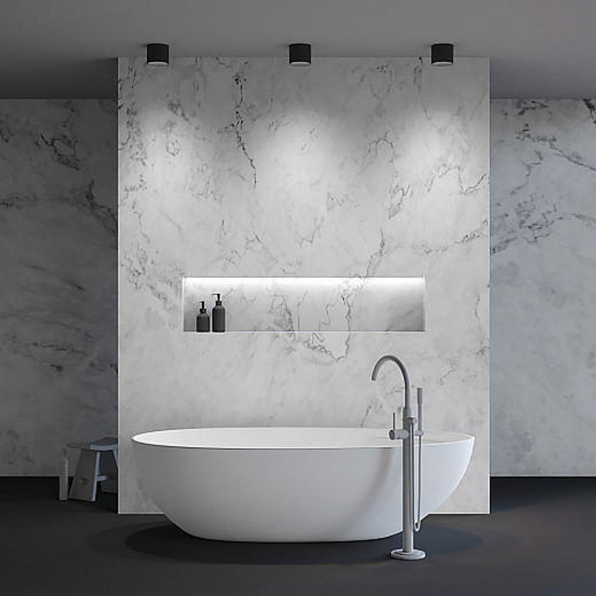 Interior view of Alfa LED Dimmable Fixed Round Surface Downlight in black, blending seamlessly into the room’s contemporary decor