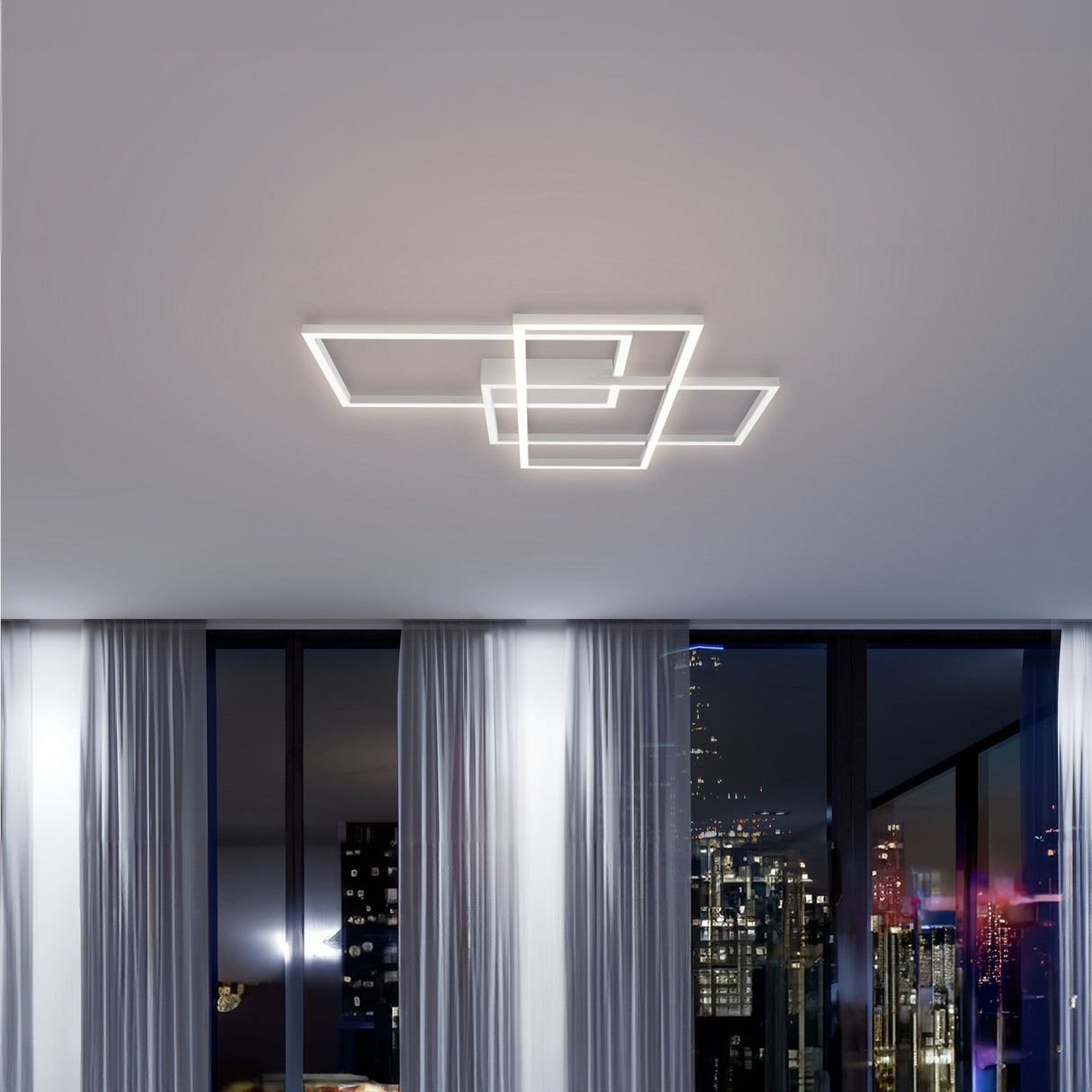 Interior view of Rida LED flush ceiling light, blending seamlessly with modern decor.
