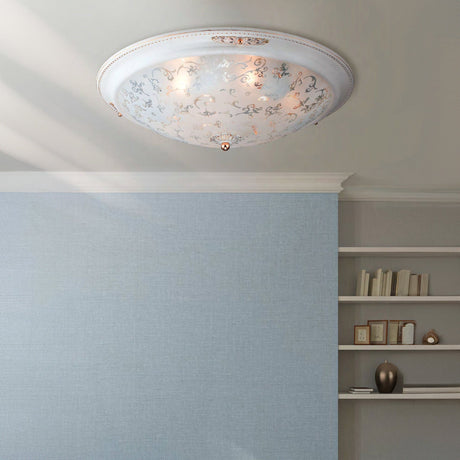 Interior view of Diametrik 3 Light Flush, white, bringing modern simplicity to any room