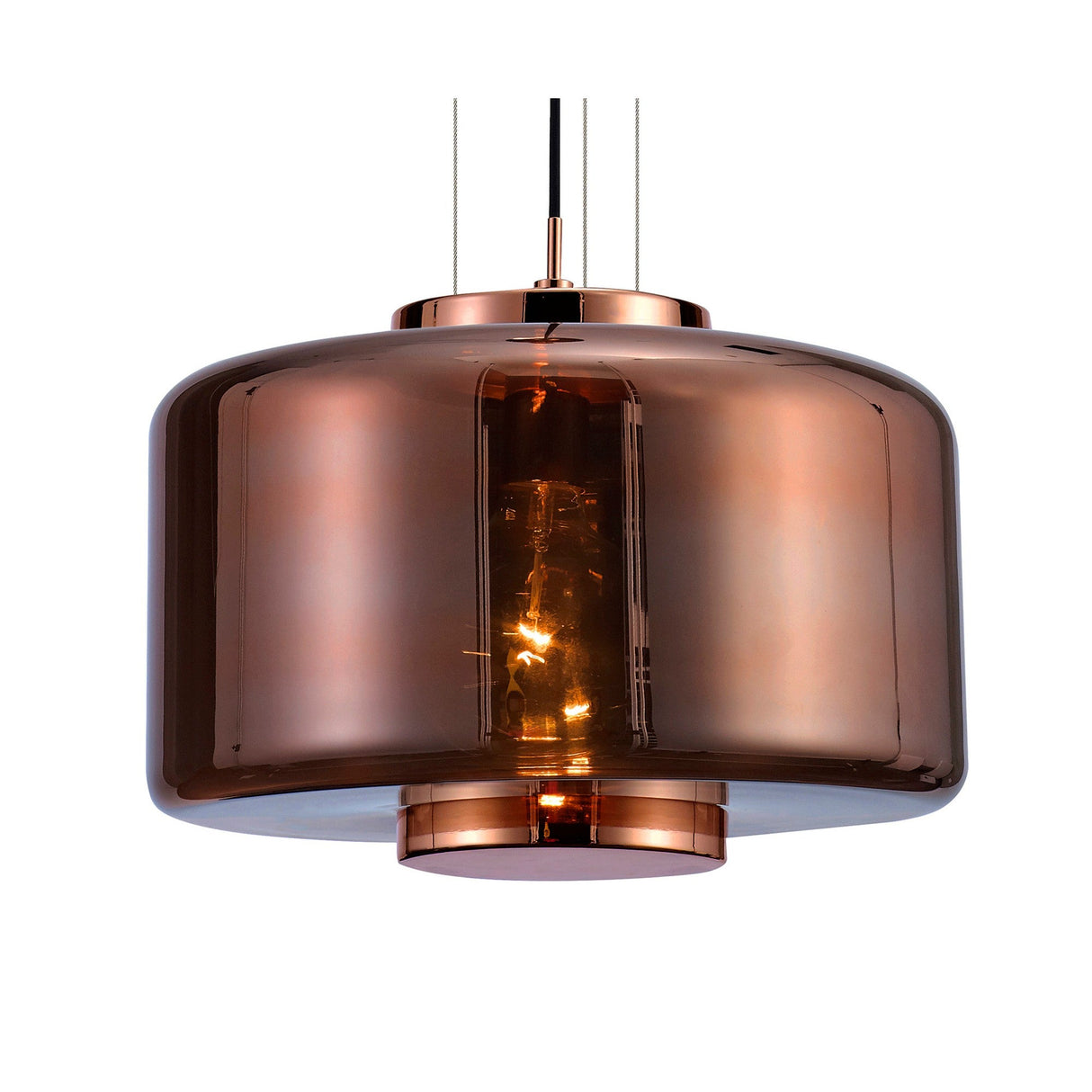 Jarras 40cm 1 Light Glass Pendant Light - Copper & Rose Gold