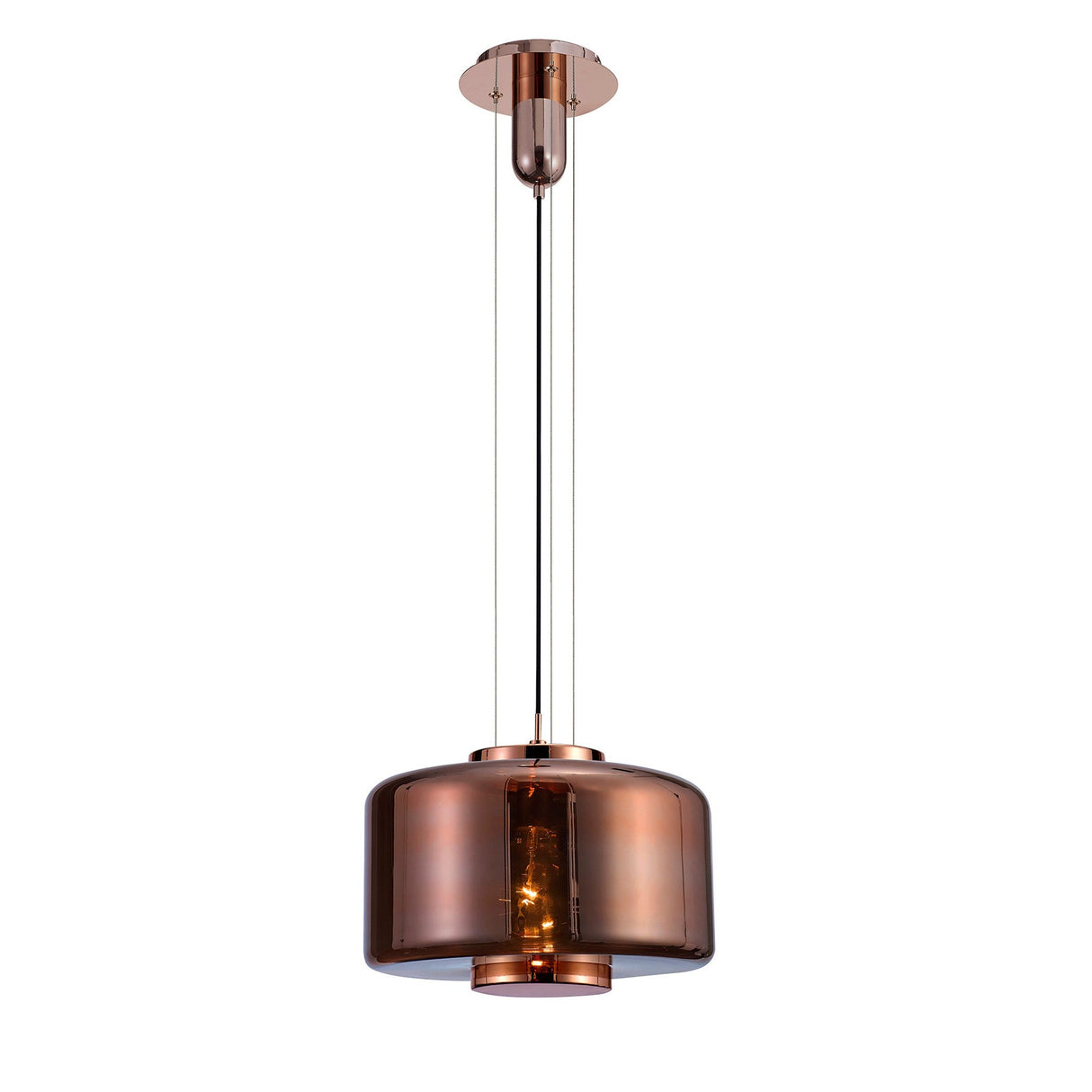Jarras 40cm 1 Light Glass Pendant Light - Copper & Rose Gold
