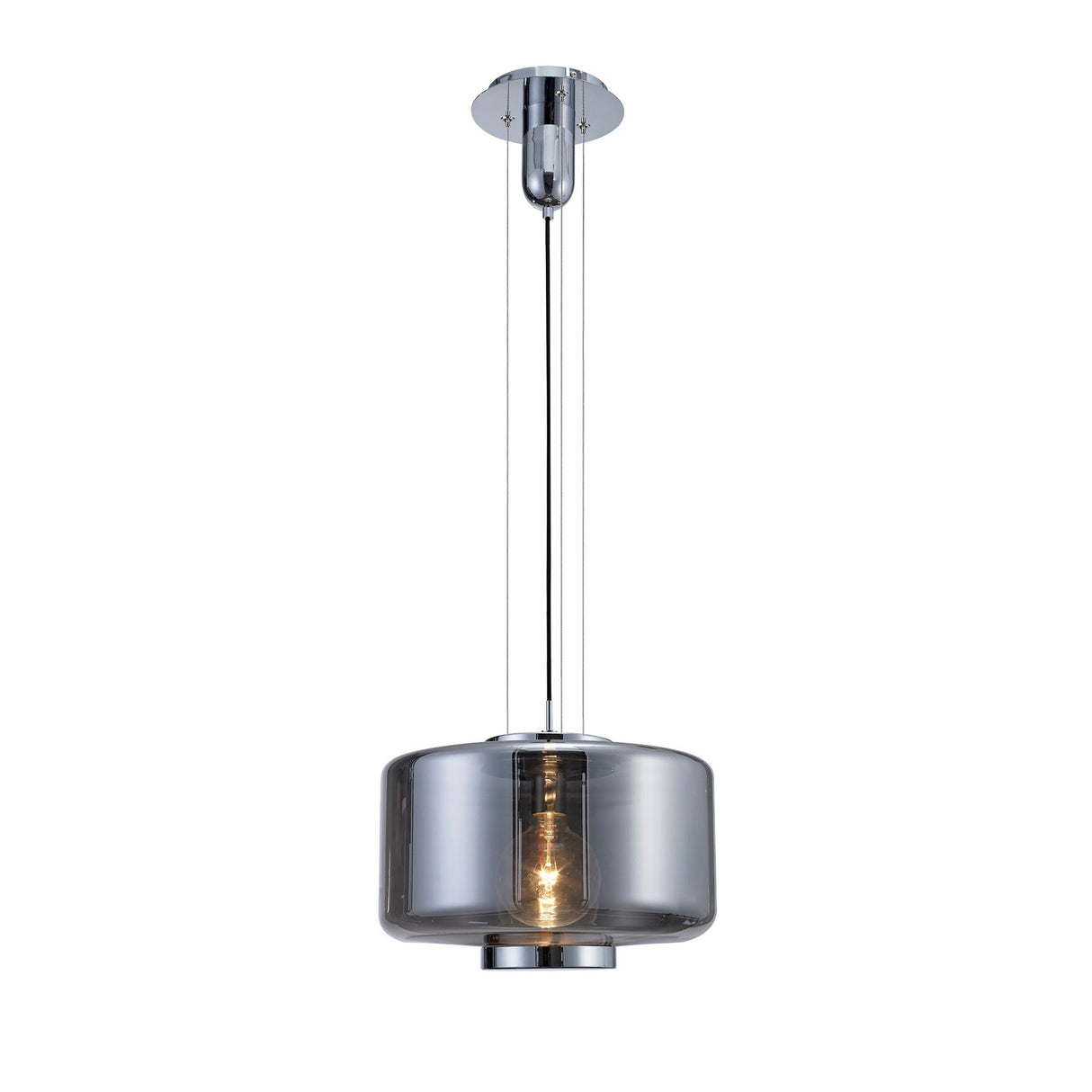 Jarras 40cm 1 Light Glass Pendant Light - Chrome & Ash Grey