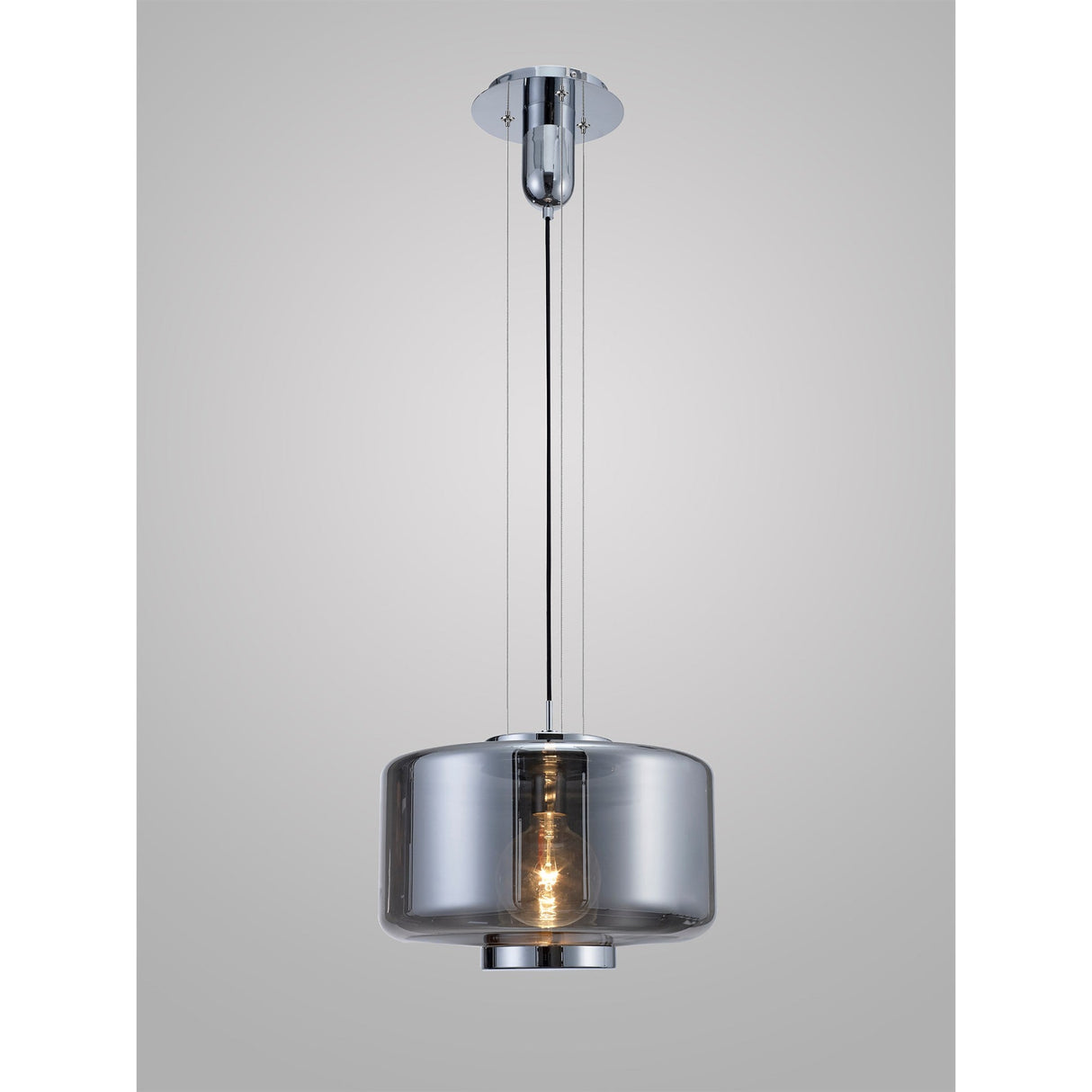 Jarras 40cm 1 Light Glass Pendant Light - Chrome & Ash Grey