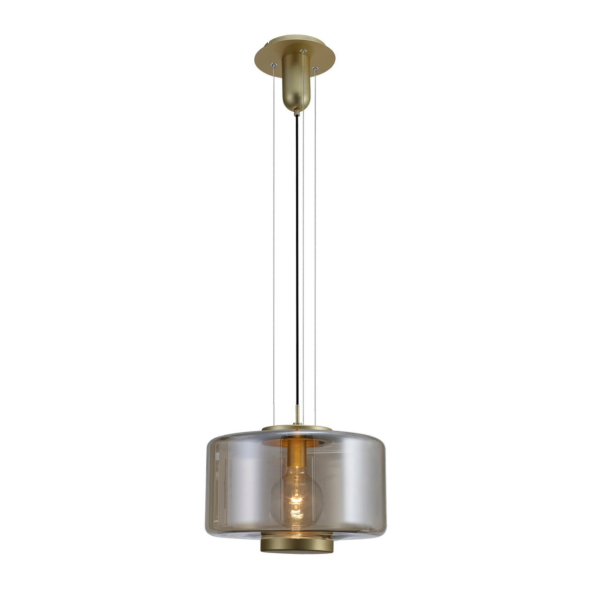 Jarras 40cm 1 Light Glass Pendant Light - Matt Gold & Cognac