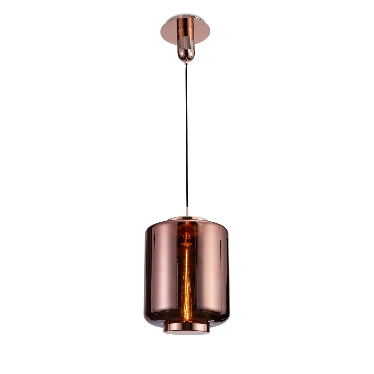 Jarras 30cm 1 Light Glass Pendant Light - Copper & Rose Gold