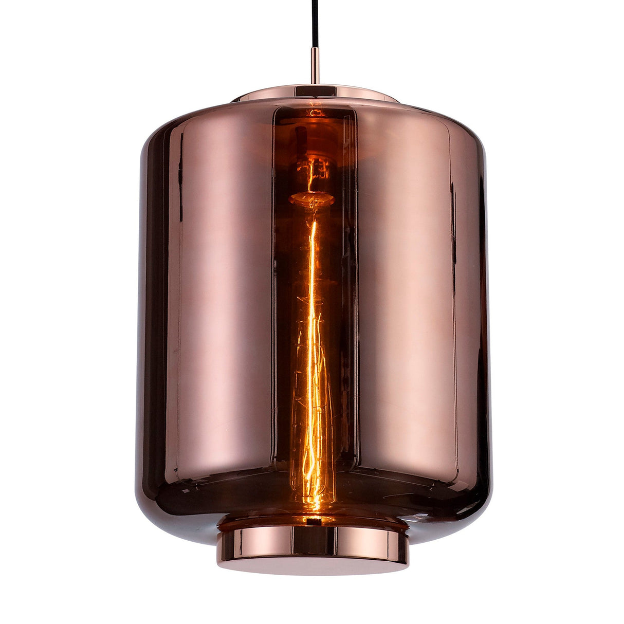 Jarras 30cm 1 Light Glass Pendant Light - Copper & Rose Gold