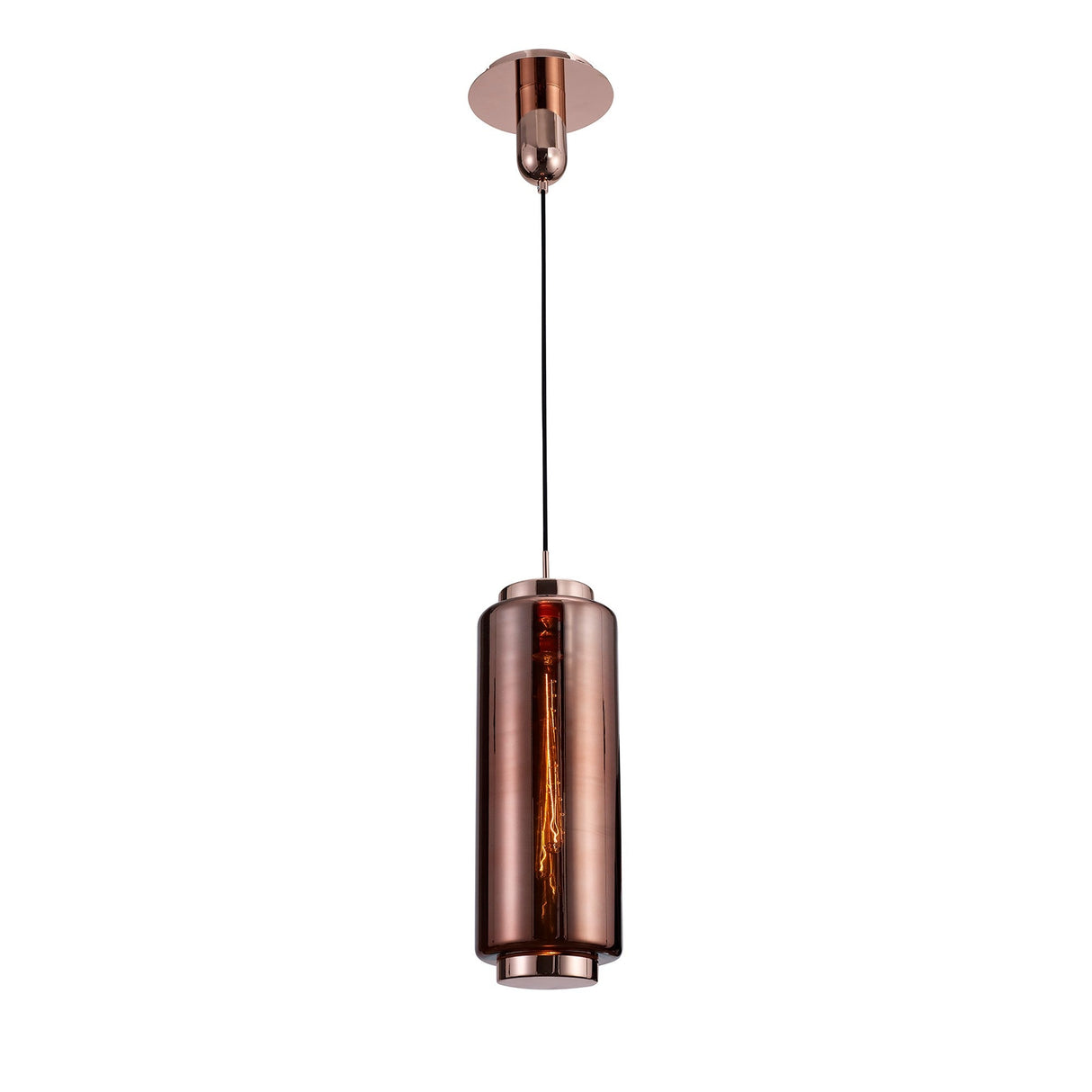 Jarras 20cm Large 1 Light Glass Pendant Light - Copper & Rose Gold