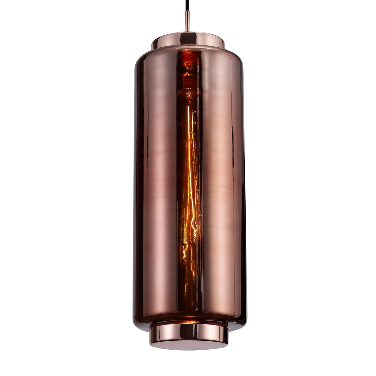 Jarras 20cm Large 1 Light Glass Pendant Light - Copper & Rose Gold