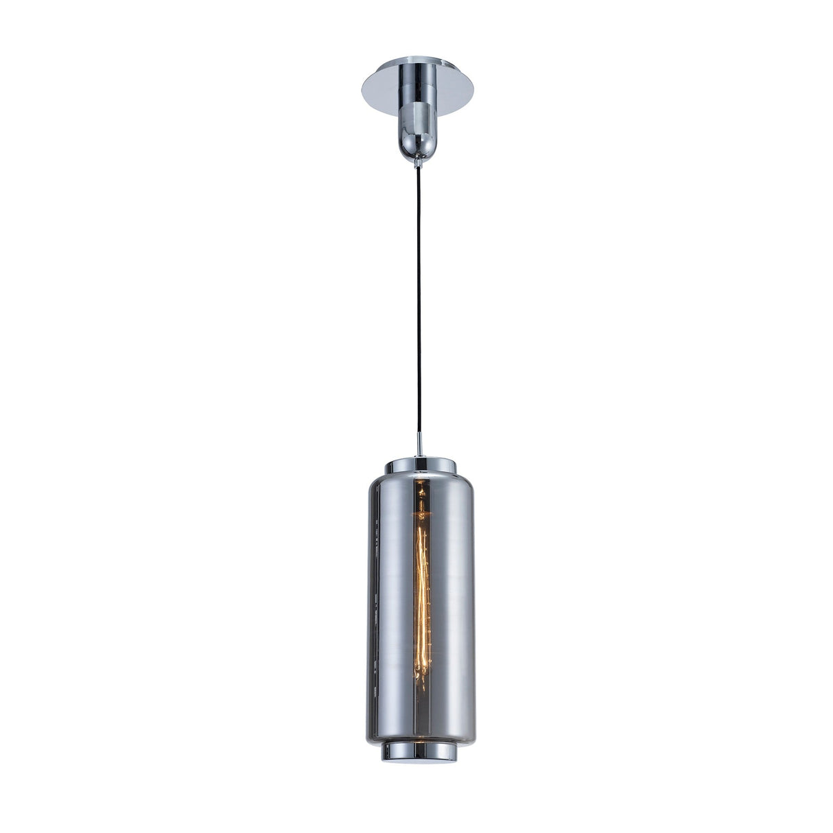 Jarras 20cm Large 1 Light Glass Pendant Light - Chrome & Ash Grey