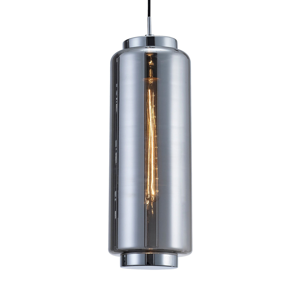 Jarras 20cm Large 1 Light Glass Pendant Light - Chrome & Ash Grey