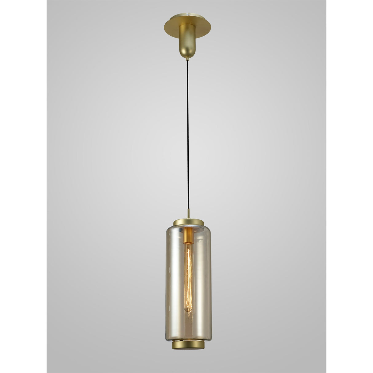 Jarras 20cm Large 1 Light Glass Pendant Light - Matt Gold & Cognac
