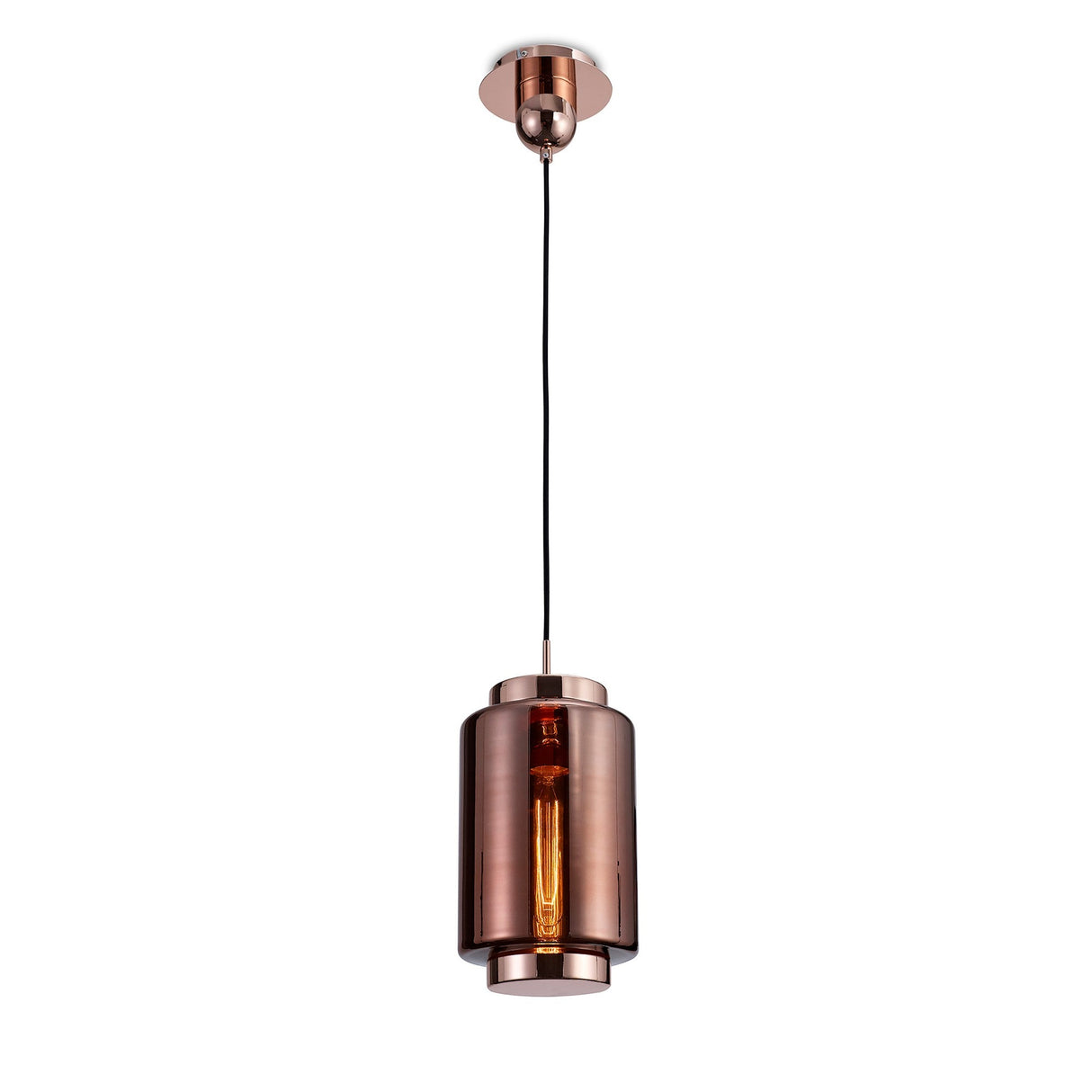 Jarras 20cm Small 1 Light Glass Pendant Light - Copper & Rose Gold