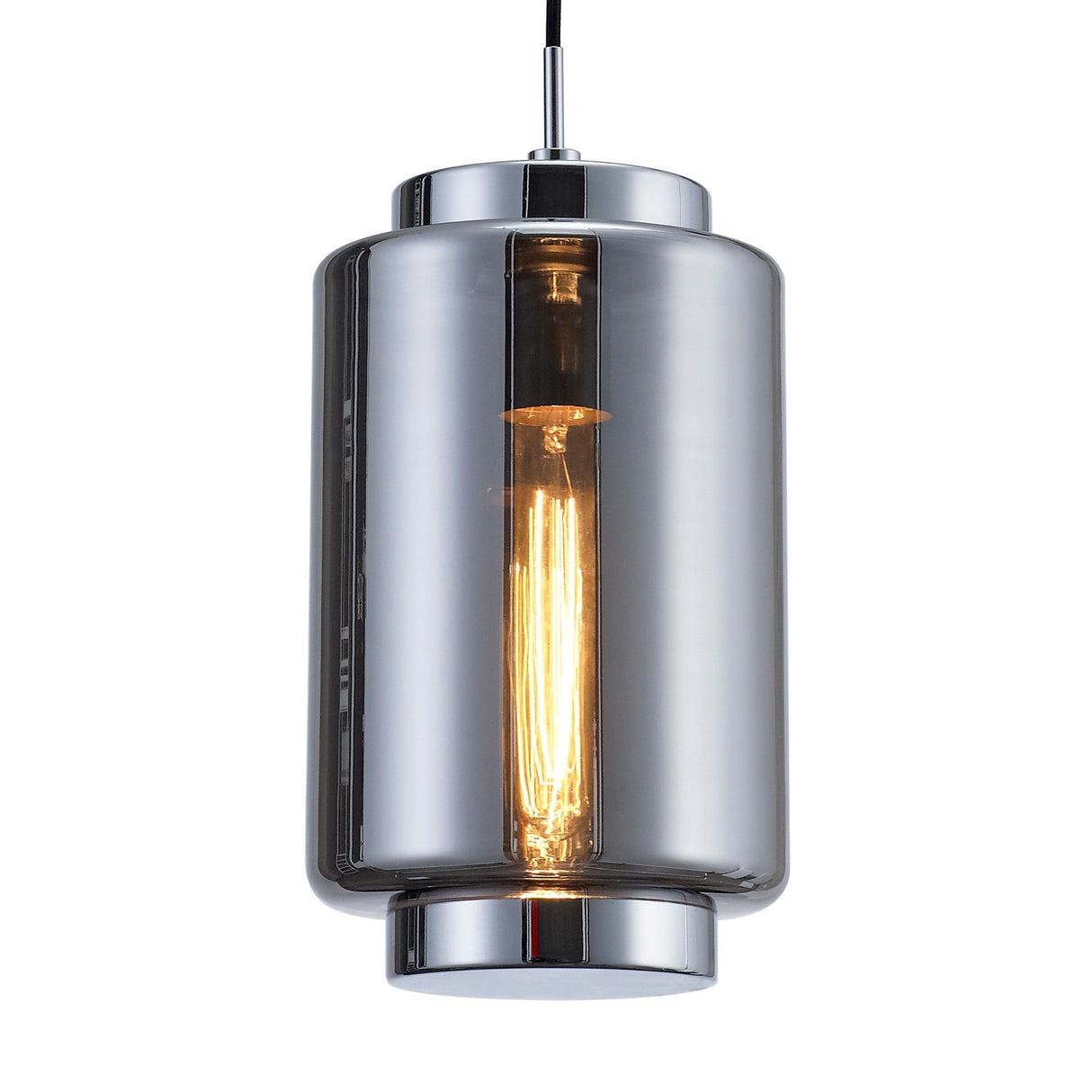 Jarras 20cm Small 1 Light Glass Pendant Light - Chrome & Ash Grey