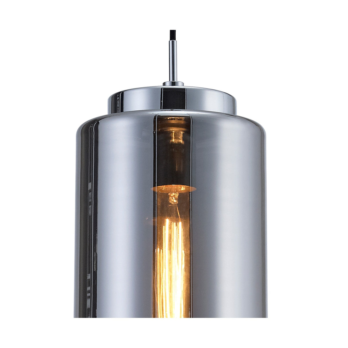 Jarras 20cm Small 1 Light Glass Pendant Light - Chrome & Ash Grey