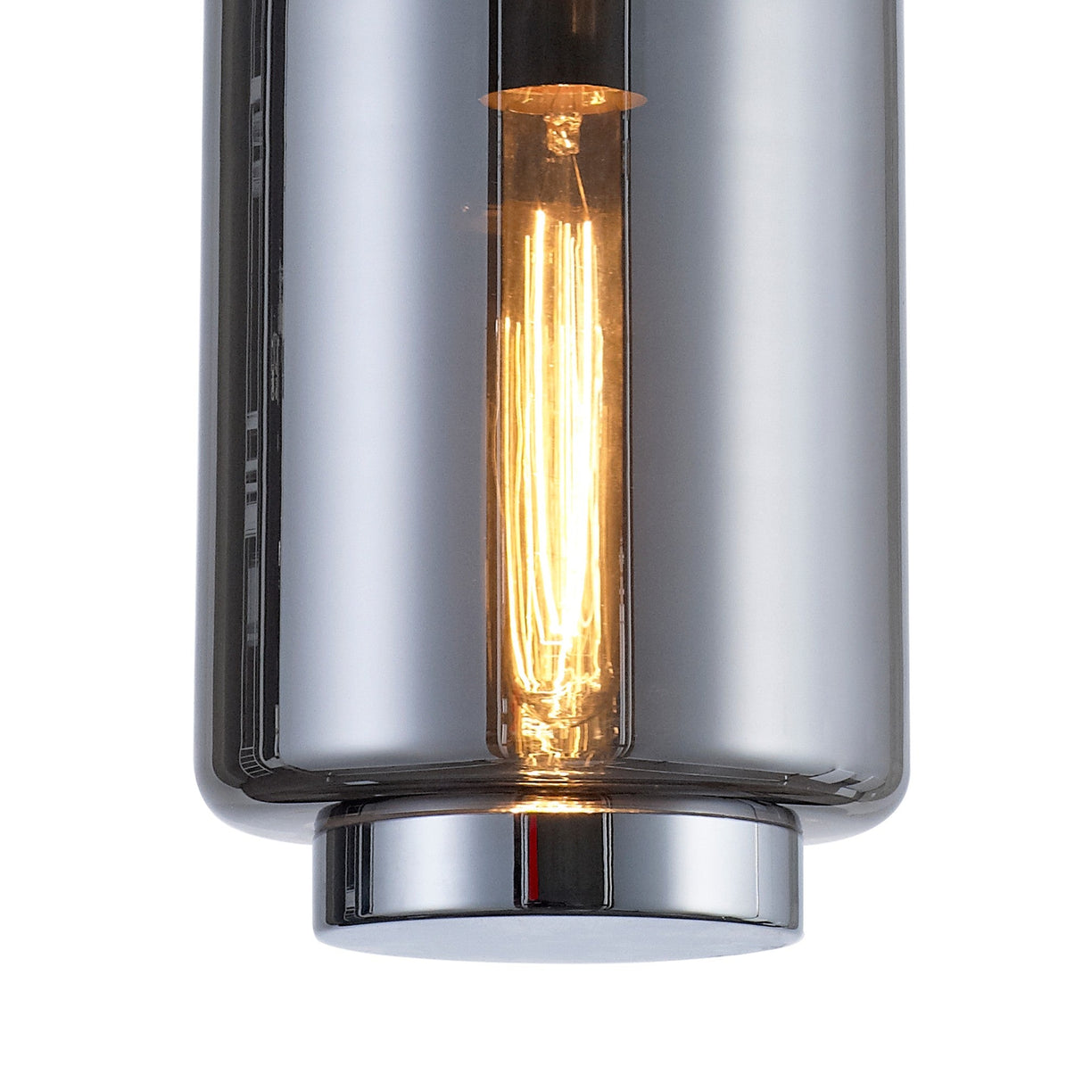 Jarras 20cm Small 1 Light Glass Pendant Light - Chrome & Ash Grey