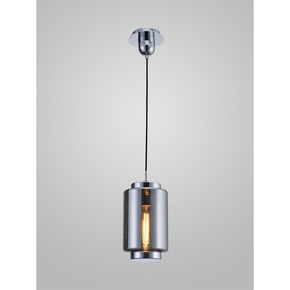 Jarras 20cm Small 1 Light Glass Pendant Light - Chrome & Ash Grey