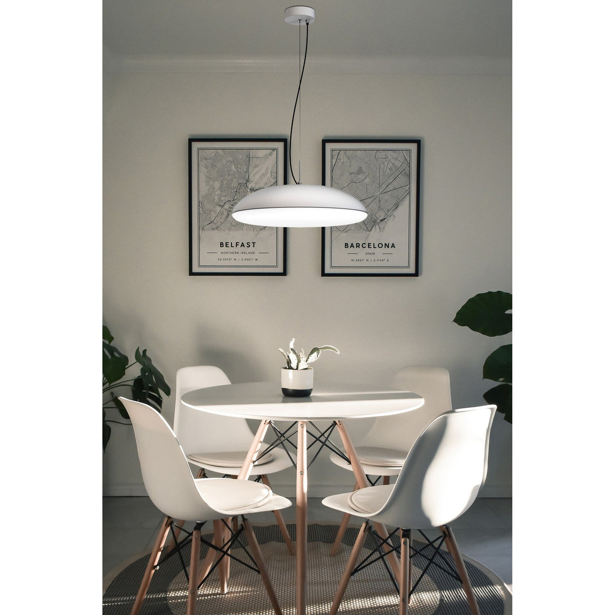 Kazz Large Round 6 Light Pendant Light - White
