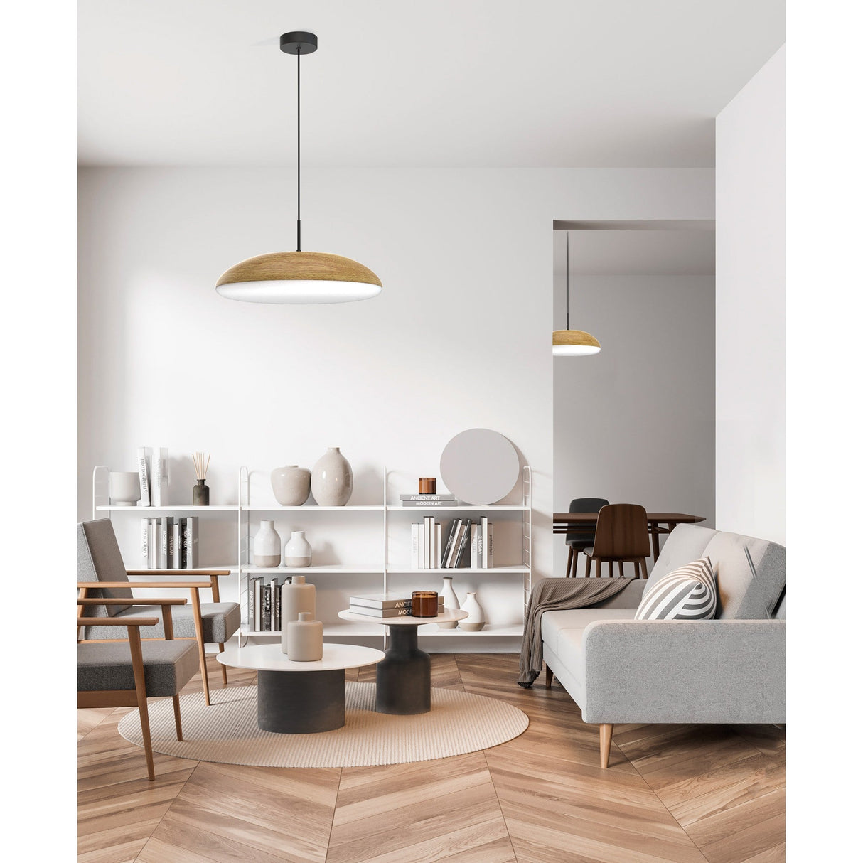 Kazz Large Round 6 Light Pendant Light - Brown