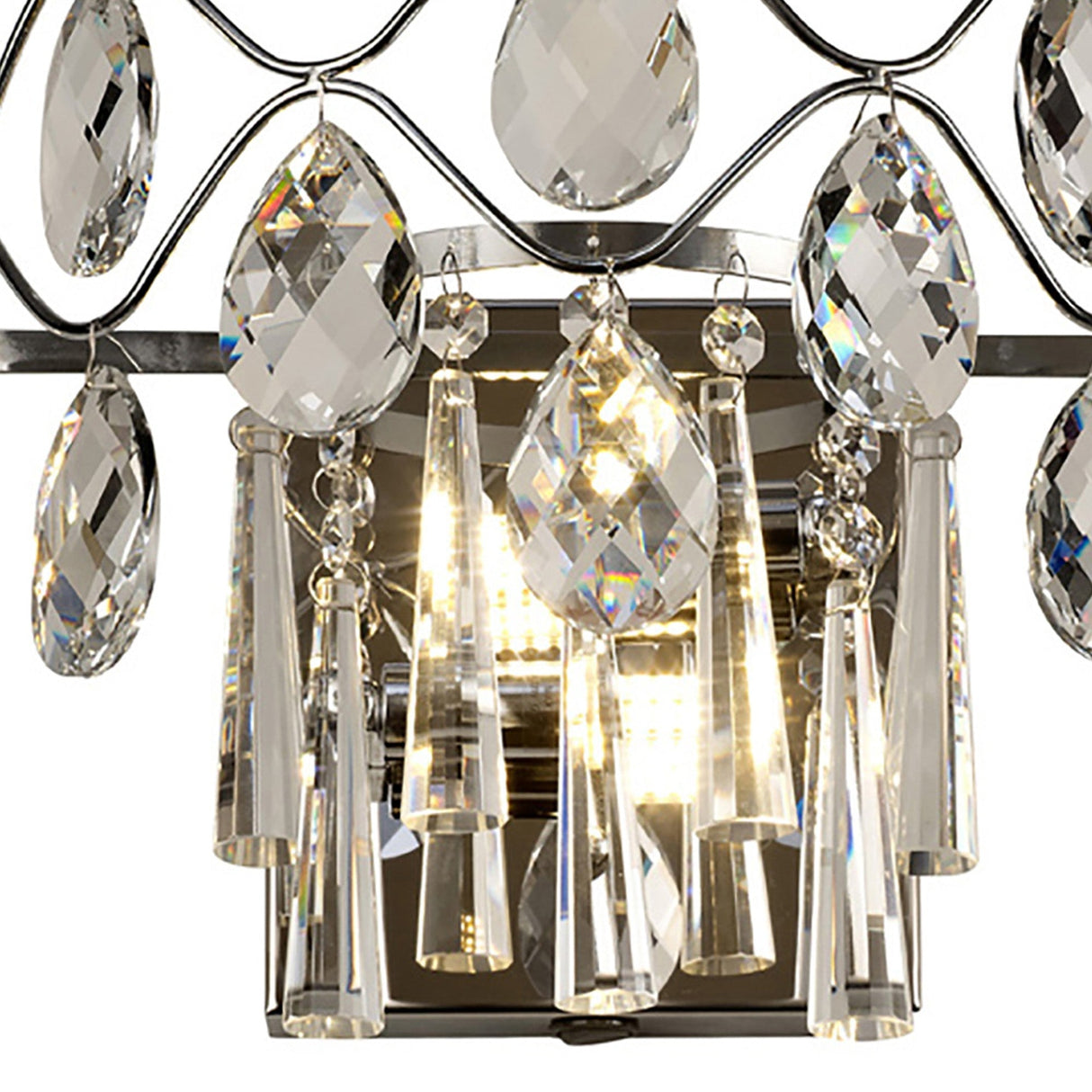 Kenzie 2 Light Crystal Wall Light With Switch - Chrome